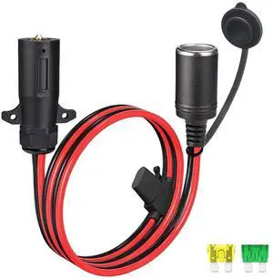 7-Way Power Access, 7-Pin Trailer Plug to Motorcycle Female Cigarette Lighter Receptacle 12V Power 12AWG 7-Pole Trailer Plug to Car and Motorcycle Battery Charger Cables RV Truck Trailer (2FT)