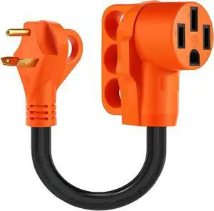 30 Amp to 50 Amp RV Adapter Cord, NEMA TT-30P to NEMA 14-50R Electric Power Adapter, 10 Gauge RV Dogbone Adapter Cord 12 Inch with Grip, ETL Listed