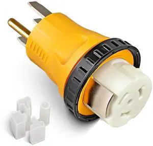 NEMA 14-50P to SS2-50R Twist Lock RV Generator Adapter,50 Amp 14-50P RV Generator Plug to Coastal Power Adapter,125/250V for 50A Transmission Switching Power Entry Box,RV Camper,Gen erator to House