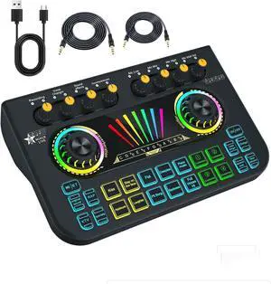 Game mixer Soundboard mixer with USB audio interface Voice changer, all-in-one podcast Live sound card for streaming w Soundboard Customizable soundboard for PC Smartphone recording broadcasting