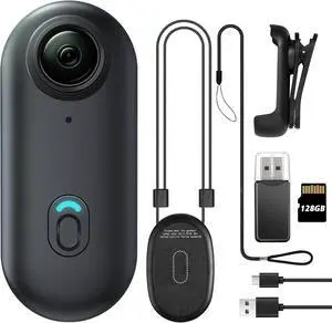 128GB FHD 1080P Mini Walkaround Camera, Wearable Sports Walkaround Camera, Thumb-Sized Hands-Free Recording Walkaround Camera, Premium Portable Camera Mount for Work, Travel, Pet Walks (Black)