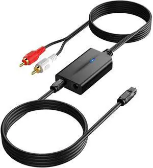 192kHz DAC Digital-to-Analog Audio Converter 7ft/2.1m Digital Audio Optical to RCA Male Cable for HDTV, DVD, Blu-ray Players and Game Consoles