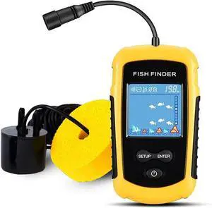 Kayak Portable Fish Depth Gauge Water Handheld Fish Finder Sonar Castable Kayak Boat Fish Finder Transducer Fishing LCD Display