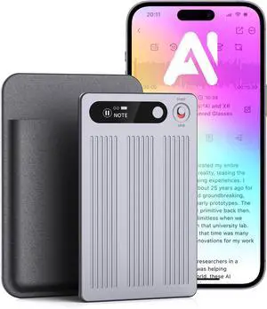 AI Recorder, Note Recorder with Transcription and Summarization, Bi-Directional Translation with APP, 50+ Languages, 64GB Memory, Compact and Lightweight Recording Device for Lectures, Meetings, Calls