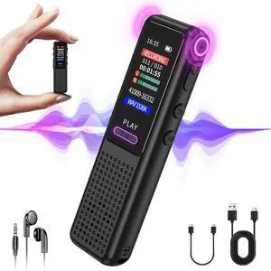64GB Recorder - Upgraded digital voice-activated recorder with AI noise reduction, tape recording device for lecture meetings/courses/interviews