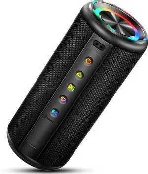 Portable Bluetooth Speaker, Bluetooth 5.4 Wireless Speaker with 20W HD Loud Stereo Sound, 15H Playback Time, IP7 Waterproof, LED Lights, TWS Pairing, Built-in Microphone, Suitable for Outdoor, Home, P