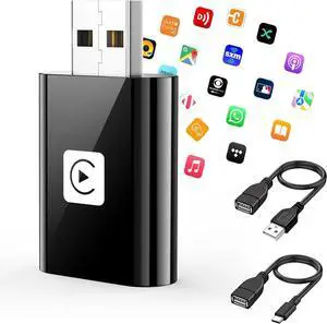 Mini Wireless Carplay Adapter for iPhone, 2025 2-in-1 Stabilized Universal Wireless Carplay Adapter, Quick Conversion Factory Wired to Wireless CarPlay Dongle Cars for Android for Apple for iOS
