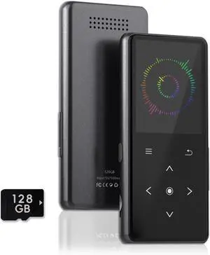 128GB MP3 player with Bluetooth, portable music player with built-in speakers, enjoy your digital music and audiobooks anytime, including FM radio, voice recorder, eBooks with headphones