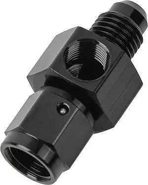 4AN Male Flare to -4 Female Swivel Port with 1/8 NPT Gauge Port Fuel Pressure Outlet Fitting Adapter Aluminum 4AN Male Flare to -4 Female Swivel Port with 1/8 NPT Gauge Port Fuel Pressure Outlet Fitting Adapter Aluminum