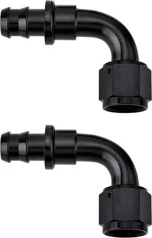10AN 90-degree push-lock hose fitting ends black 2PCS