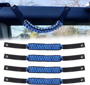 Roll Bar Grips Paracord Grips For Ford Mustang Accessories 2021 2022 2023 2024 2025 2-Door 4-Door, 4-Pack (Blue)