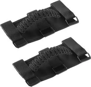 2-Pack Grabber Scroll Bar Grips for 1955-2023 Jeep Wrangler CJ YJ TJ JK JKU JL JLU 4XE and Gladiator JT, Top Handle Auxiliary Support, Interior Accessories, Black