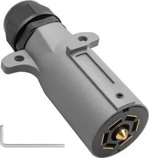 RV 7-Pin Trailer Plug with IP68 Watertight Seal, Removable 7-Way Circular RV Style Trailer Side Connector 7-Point Trailer Wiring Plug