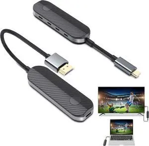 Wireless HDMI Transmitter and Receiver 4K, USB C HDMI Wireless Adapter for iPhone 15, iPad Pro, MacBook Pro/Air, Laptops to Monitors, Projectors, TVs