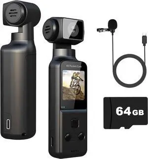 4K Law Enforcement Recorder with External Microphone, Mini Video and Audio Pocket Camera, 270° Swivel Camera for Outdoor Sports, Cycling, Travel, Police Enforcement, Private Civilians, Includes 64GB