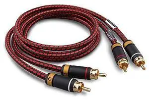 Auidophile 2RCA Male to 2RCA Male Stereo Audio Cable, Gold Plated | 4N Oxygen Free Copper Core (2.5 ft (0.75 m))