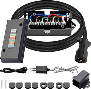 7-Way Trailer Wire and 7 Gang Junction Box Kit with 12V Breakaway Switch and Plug Holder Heavy Duty 8-Foot Trailer Harness Kit for Trailer RV Camper 7-Way Trailer Wire and 7 Gang Junction Box Kit with 12V Breakaway Switch and Plug Holder Heavy Duty 8-Foot Trailer Harness Kit for Trailer RV Camper