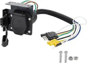 Multi-Traction 4-Way Flat to 7-Way RV Blade and 4-Way Flat Female Trailer Wiring Adapter Connector Kit, 4-Pin Vehicle Side Trailer Light Plug to Dual Output 7-Blade and 4-Flat with Mounting Bracket Multi-Traction 4-Way Flat to 7-Way RV Blade and 4-Way Flat Female Trailer Wiring Adapter Connector Kit, 4-Pin Vehicle Side Trailer Light Plug to Dual Output 7-Blade and 4-Flat with Mounting Bracket