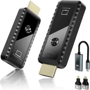 Wireless HDMI Transmitter and Receiver, 328ft/100m, Wireless HDMI Extender Kit, Plug and Play, 4K Decoding with 2.4/5G Support, for Monitoring Streaming Video and Audio from Laptop/PC/TV Boxes