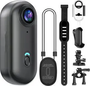 4K Mini Sports Camera 128GB Thumb POV Portable Body Camera Wearable VCR with IPX7 Waterproof Underwater Camera, Helmet Mount, Magnetic Motion DV for Bike Riding, Pets, Video Blogging (Black)