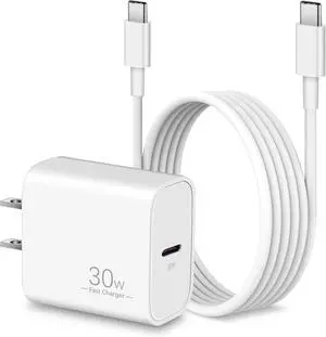 30W USB C Fast Charger for MacBook Air 13/12-inch M1/M2, 2022 2020 2019 2018 Laptop, iPhone 16/15 Pro Max, iPad Pro 12.9/11-inch, Air, PD Wall Charging Block + 6-Foot USB-C Power Cord Gift for Men and