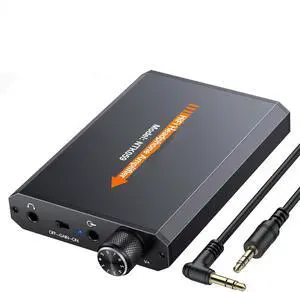 Portable 3.5mm Headphone Amplifier Two-Stage Gain Switch, 16-300 Ohm, Aluminum Matte Finish