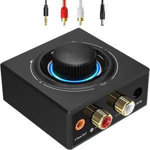 Bluetooth 5.3 Receiver, 100ft RCA Bluetooth Audio Adapter, 3.5mm Jack for Smartphone/Tablet/Laptop AUX HiFi Home Stereo/Speakers, Dual Link for Two Speakers, SBC AAC Audio