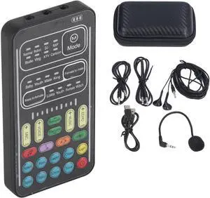 Voice Changer Set, Multi-functional Portable Recording Mini Sound Card, 8 Different Voices, High Device Compatibility, For Game Music Recording, Cell Phone Computer Voice Changer (English Version)