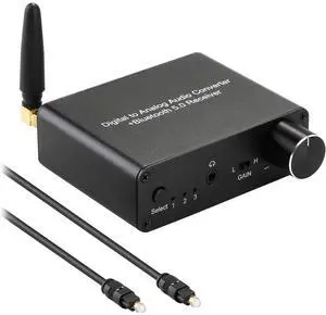 192kHz Digital to Analog Converter Bluetooth 5.0 Receiver DAC with 16-300 Headphone Amplifier Optical/Coaxial to RCA 3.5mm Audio Output with Volume Control for TV Phone Tablet (Normal, Basic)