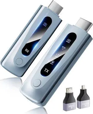 2025 Upgrade Wireless HDMI Transmitter and Receiver, 328FT/100M, Plug and Play Portable 5G+2.4G Wireless HDMI Extender Kit for 4K Decode Input 1080P Output, Audio Monitoring for Laptops/TV Boxes