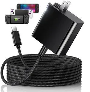 65W Fast Charger for Steam Deck, Nintendo Switch 2 and ROG Ally - PD3.0 Foldable AC Adapter with 6.6FT USB C Cable, Switch 2 Charger Supports TV Dock, PS Console [Original Steam Deck Charger Replaceme