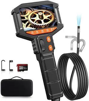 Bi-Directional Articulating Borescope Camera with Light: Industrial Borescope Inspection Serpentine Camera - Flexible Aperture Borescope Cam with 0.33" Articulating Probe for Mechanical Automotive Eng