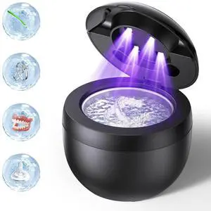Ultrasonic Retainer Cleaner, Denture Retainer Cleaning Machine, Mouthguard, Braces, Toothbrush Head, 200ML Capacity Jewelry, 45kHz Retainer Cleaning, 4 Modes for All Denture Brushes