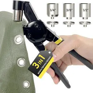 Grommet Tool Kit 1/2 1/4 3/8 Multi-Size Punch, 608 pcs Heavy Duty Grommet Tool Kit for eyelets and grommets for tarps, fabric loops, leather, tents, vinyl, canvas, etc.