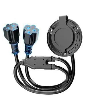 New 20A 125V AC power plug, 12AWG heavy-duty RV shore power plug with 5-in-1 T-nut adapter and dual 16-inch cords, waterproof AC power outlet box, integrated outdoor power socket New 20A 125V AC power plug, 12AWG heavy-duty RV shore power plug with 5-in-1 T-nut adapter and dual 16-inch cords, waterproof AC power outlet box, integrated outdoor power socket