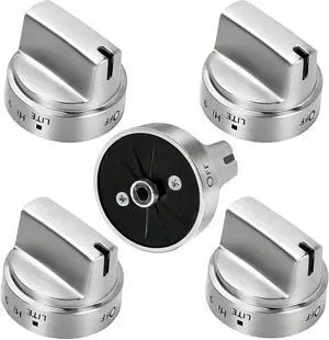 Stainless Steel WB03X24818 Gas Stove Knob Replacement for GE Cooktops; Compatible with GE JGB6, JGB7, JGB8, and JGBS Series; Replaces AP5989029 and PS11729081; 5-Piece Set (Not Universal) Stainless Steel WB03X24818 Gas Stove Knob Replacement for GE Cooktops; Compatible with GE JGB6, JGB7, JGB8, and JGBS Series; Replaces AP5989029 and PS11729081; 5-Piece Set (Not Universal)