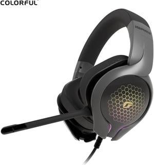 Colorful iGame DNA Gaming Headset, USB Gaming Headphones Stereo 7.1 Surround Sound with LED Light, Bass Surround, Soft Memory Earmuffs for Computer PC Gamer