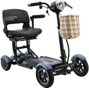Lightweight Portable Foldable Mobility Scooter, 4 Wheel Long Battery Life Easy Travel, Up to 12 Miles - Matte Sky Blue