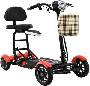 Bangeran 4 Wheel Scooter, Foldable and Lightweight, Up to 12 Miles - Matte Red