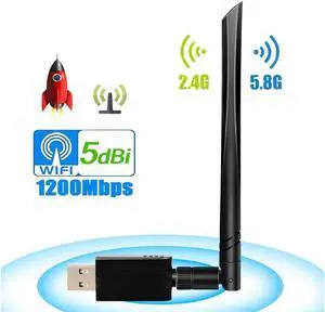 High Performance USB WiFi Adapter 1200Mbps, USB 3.0 Wireless Network WiFi Dongle with 5dBi Antenna for Desktop Laptop PC Mac,Dual Band 2.4G/5G 802.11ac,Support Windows 10/8/8.1/7/Vista/XP, Mac OS High Performance USB WiFi Adapter 1200Mbps, USB 3.0 Wireless Network WiFi Dongle with 5dBi Antenna for Desktop Laptop PC Mac,Dual Band 2.4G/5G 802.11ac,Support Windows 10/8/8.1/7/Vista/XP, Mac OS