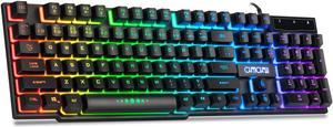 RGB Wired Gaming KeyboardRainbow Customizable Multiple Color LED Backlit Keyboard teclado Gamer USB Emitting Character Compatible with Windows PC PS4 Xbox Laptop Resberry Pi iMac