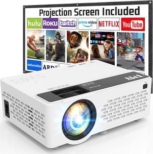 Projector 7500 Lumens with Projector Screen 1080P Full HD Supported Portable Projector Mini Movie Projector Compatible with TV Stick Smartphone HDMI USB AV for Home Cinema  Outdoor Movies