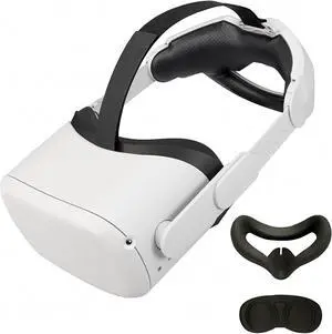 Elite Strap Compatible for Oculus Quest 2, Adjust Head Strap with Silicone Face Cover, Lens Cover Replacement Accessories for Oculus, Comfort Support Using VR - 3 in 1 Elite Strap Compatible for Oculus Quest 2, Adjust Head Strap with Silicone Face Cover, Lens Cover Replacement Accessories for Oculus, Comfort Support Using VR - 3 in 1