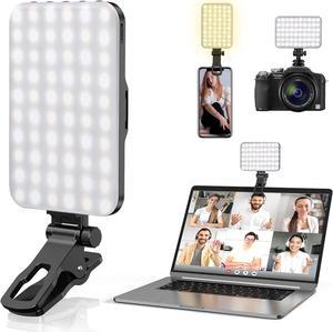 Selfie Light, 60 LED 2200mAh Rechargeable Clip Fill Video Light, 7 Light Modes, 10-Level Brightness, CRI 97+, Clip on Light for Phone/Tablet/Laptop, Zoom Call Vlog Makeup TikTok Video Light