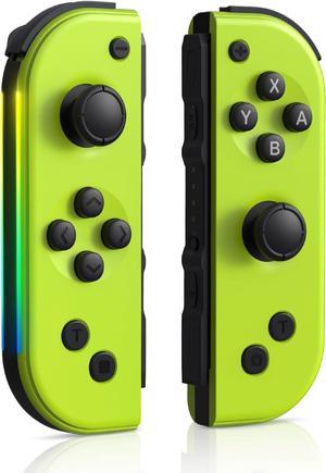 7-Color of Led Joypads Controller for Switch/OLED/Lite,Switch Joypad Support Wake-Up Function, Six-Axis and Turbo Function With Straps and Grip (Green)