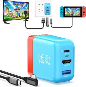 Switch Dock Charger for Nintendo Switch/Switch OLED, 30W Portable TV Docking Station for Nintendo Switch with 4K@60Hz HDMI/USB2.0/USB-C 3.1 Charging Port, Portable Switch Dock Charger with USB-C Cable