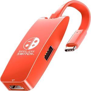 Switch Dock,Docking Station Replacement with1080P 4K HDTV,3.0 USB & Thunderbolt Port (Red)