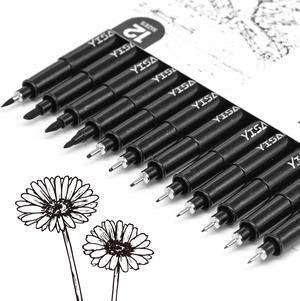 Black Drawing Pens,Fineliner Ink Pens,Set of 12 Multisize Pens,Anime Pigment Pen,Art Pens,for Sketching,Technical Drawing 902195