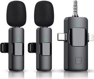 3 in 1 Wireless Microphone for iPhone, Camera, Android, iPad, Mini Microphone, USB C Microphone, iPhone Mic, 2.4G Ultra-Low Delay, Microphone for Video Recording/Vlog/TikTok/YouTube/Interview