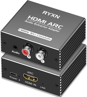 HDMI ARC Audio Extractor 192KHz, HDMI ARC Adapter with 3.5mm Audio and L/R Stereo Audio for HDTV Soundbar Speaker Amplifier